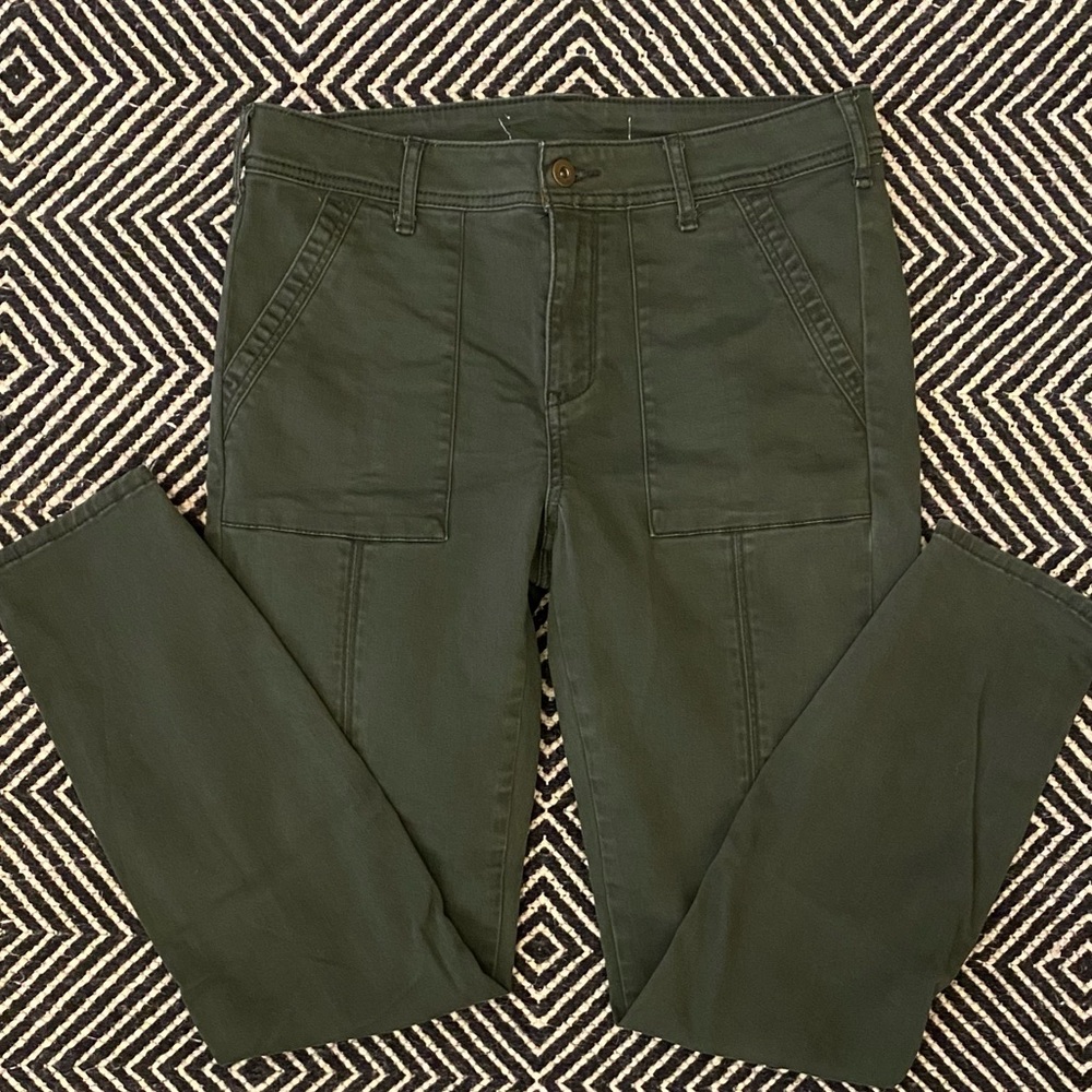 Anthropologie Army Green Cotton Pants Sz 29